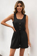 Buttoned Round Neck Sleeveless Romper Trendsi