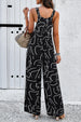 Printed Wide Strap Jumpsuit with Pockets Trendsi