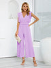 Ruffled Surplice Cap Sleeve Jumpsuit Trendsi
