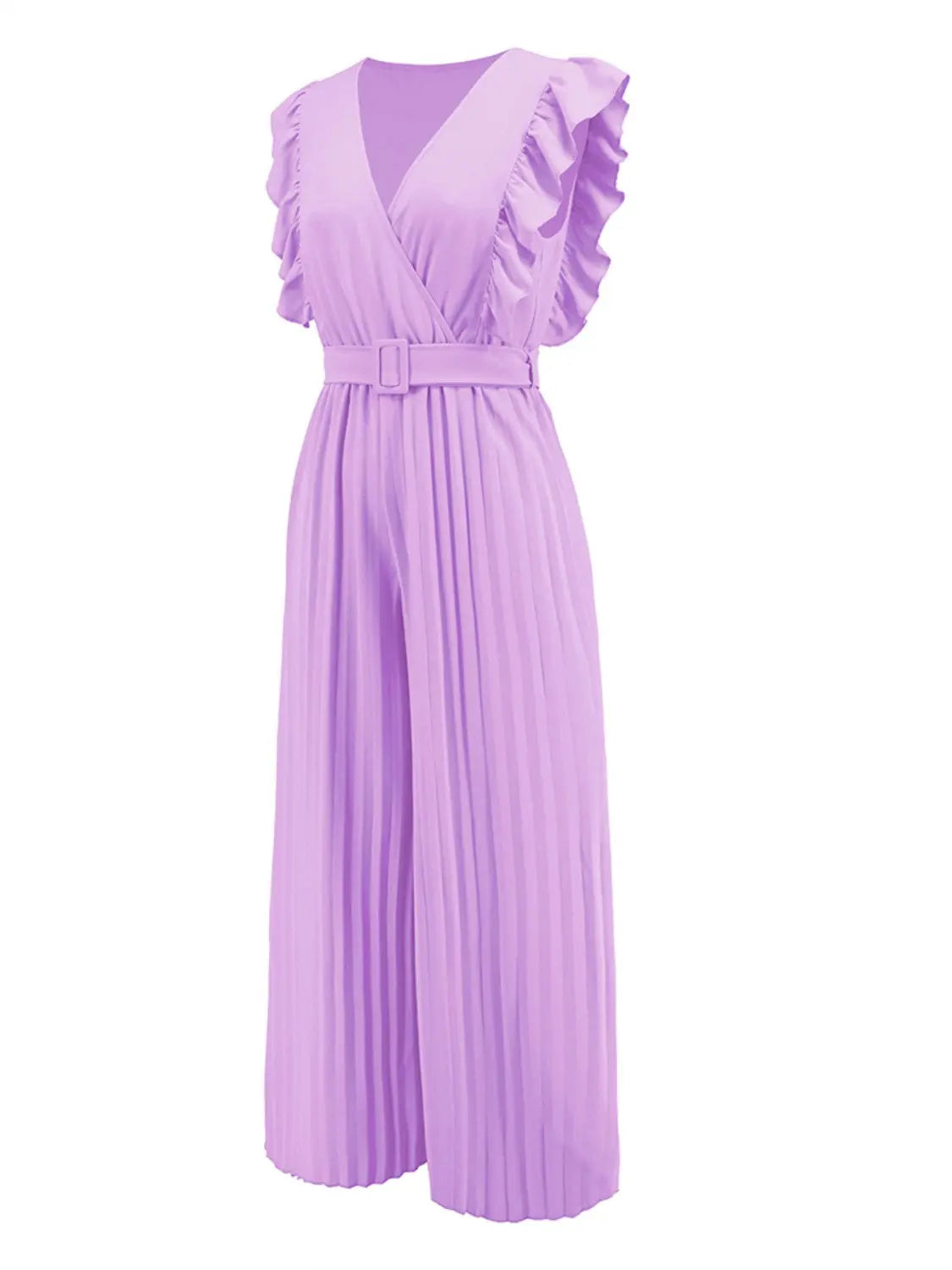 Ruffled Surplice Cap Sleeve Jumpsuit Trendsi