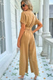 Tie Belt Buttoned Short Sleeve Collared Neck Jumpsuit Trendsi