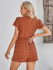 Swiss Dot  Trim Flutter Sleeve Romper with Pockets Trendsi