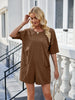 Backless Pocketed Round Neck Half Sleeve Romper Trendsi