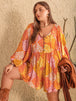 Floral Tie Neck Balloon Sleeve Romper Trendsi