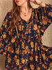 Floral Tie Neck Balloon Sleeve Romper Trendsi