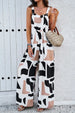 Printed Wide Strap Jumpsuit with Pockets Trendsi