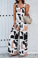 Printed Wide Strap Jumpsuit with Pockets Trendsi
