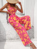 Floral Square Neck  Tie Back Jumpsuit Trendsi