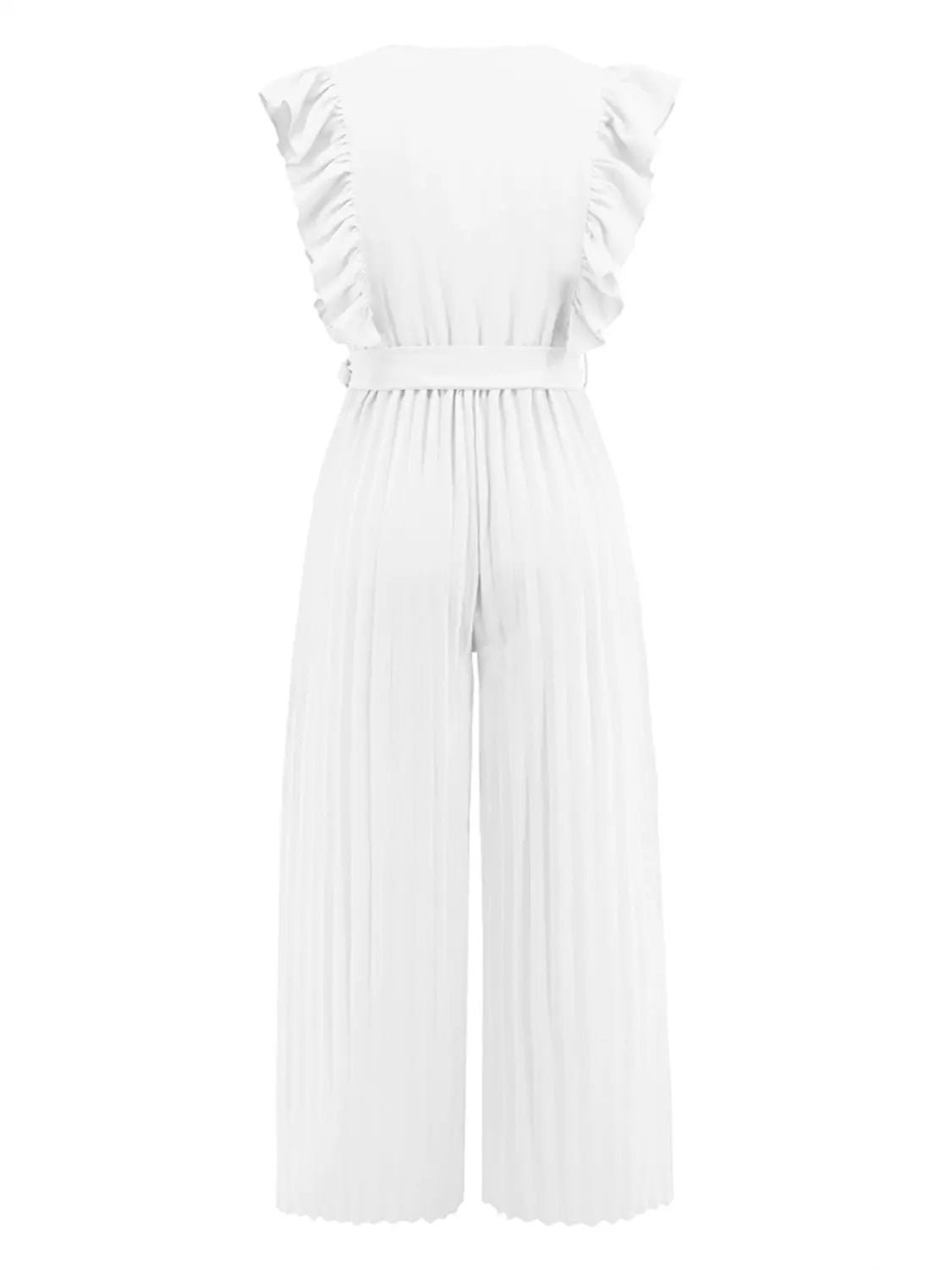 Ruffled Surplice Cap Sleeve Jumpsuit Trendsi