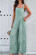 Printed Wide Strap Jumpsuit with Pockets Trendsi