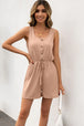 BazaarBey Buttoned Round Neck Sleeveless Romper