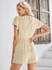 Swiss Dot  Trim Flutter Sleeve Romper with Pockets Trendsi