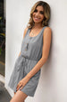 Buttoned Round Neck Sleeveless Romper Trendsi