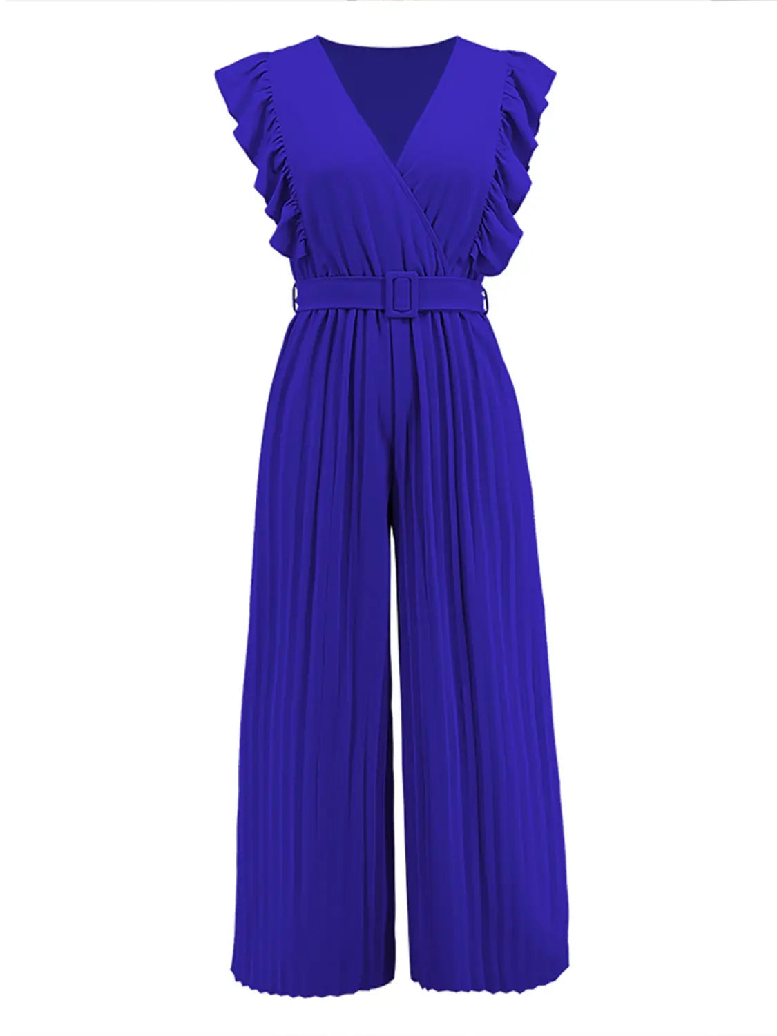 Ruffled Surplice Cap Sleeve Jumpsuit Trendsi