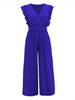 Ruffled Surplice Cap Sleeve Jumpsuit Trendsi