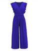 Ruffled Surplice Cap Sleeve Jumpsuit Trendsi