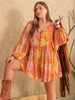 Floral Tie Neck Balloon Sleeve Romper Trendsi