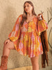Floral Tie Neck Balloon Sleeve Romper Trendsi