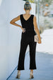 V-Neck Tie Waist Sleeveless Jumpsuit Trendsi