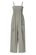 Smocked Spaghetti Strap Wide Leg Jumpsuit Trendsi