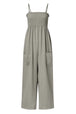 Smocked Spaghetti Strap Wide Leg Jumpsuit Trendsi
