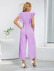 Ruffled Surplice Cap Sleeve Jumpsuit Trendsi