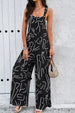 Printed Wide Strap Jumpsuit with Pockets Trendsi