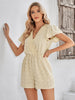 Swiss Dot  Trim Flutter Sleeve Romper with Pockets Trendsi
