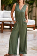 BazaarBey Surplice Wide Strap Jumpsuit with Pockets