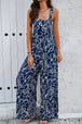 Printed Wide Strap Jumpsuit with Pockets Trendsi