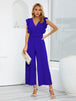 Ruffled Surplice Cap Sleeve Jumpsuit Trendsi