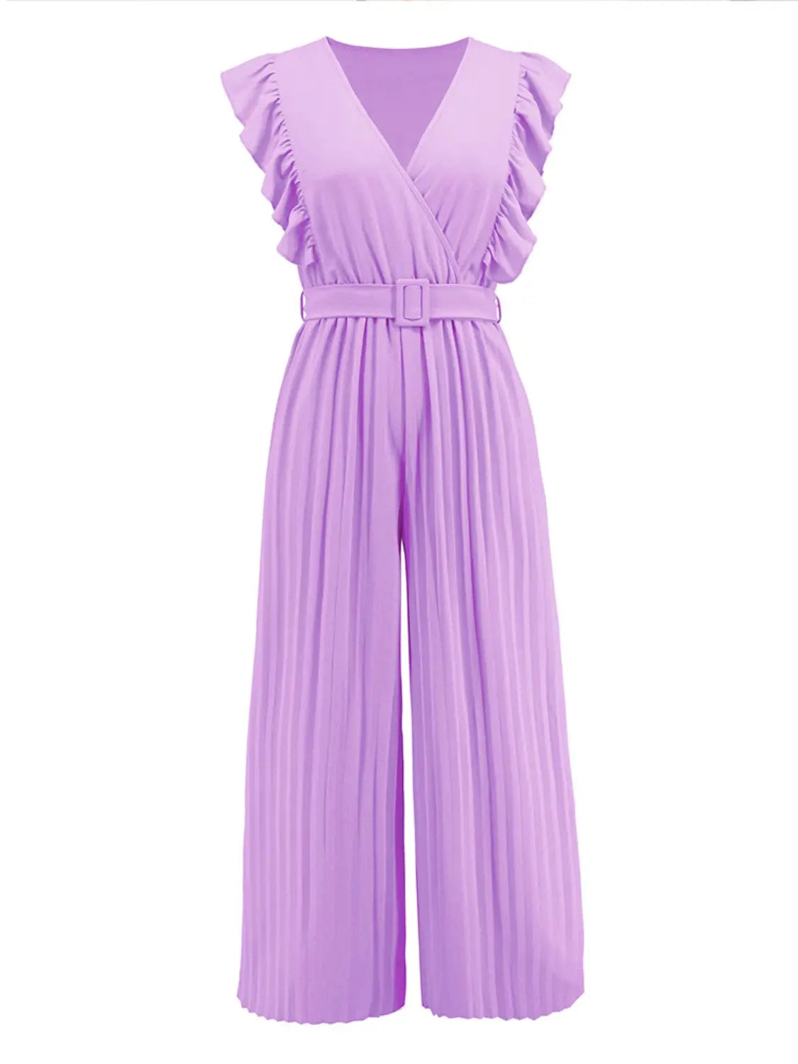 Ruffled Surplice Cap Sleeve Jumpsuit Trendsi