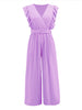 Ruffled Surplice Cap Sleeve Jumpsuit Trendsi