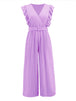 Ruffled Surplice Cap Sleeve Jumpsuit Trendsi