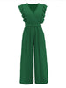 Ruffled Surplice Cap Sleeve Jumpsuit Trendsi