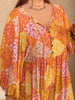 Floral Tie Neck Balloon Sleeve Romper Trendsi