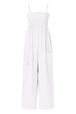 Smocked Spaghetti Strap Wide Leg Jumpsuit Trendsi