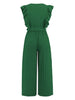 Ruffled Surplice Cap Sleeve Jumpsuit Trendsi