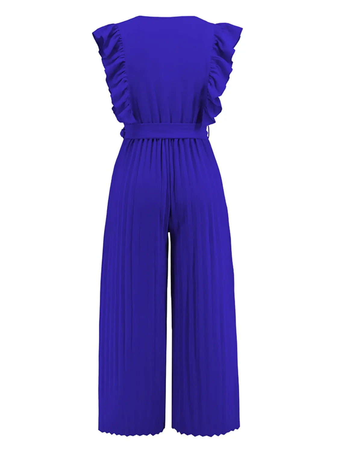 Ruffled Surplice Cap Sleeve Jumpsuit Trendsi