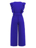 Ruffled Surplice Cap Sleeve Jumpsuit Trendsi