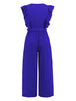 Ruffled Surplice Cap Sleeve Jumpsuit Trendsi