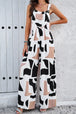 Printed Wide Strap Jumpsuit with Pockets Trendsi
