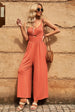 BazaarBey Smocked Spaghetti Strap Wide Leg Jumpsuit