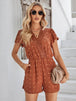 Swiss Dot  Trim Flutter Sleeve Romper with Pockets Trendsi
