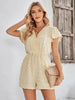 Swiss Dot  Trim Flutter Sleeve Romper with Pockets Trendsi
