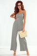 Smocked Spaghetti Strap Wide Leg Jumpsuit Trendsi