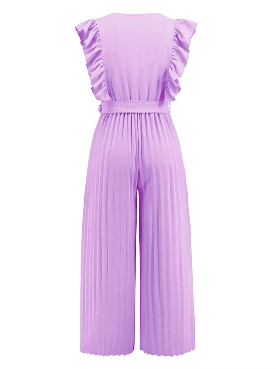 Ruffled Surplice Cap Sleeve Jumpsuit Trendsi