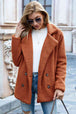 Lapel Collar Sherpa Coat Trendsi
