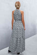 Printed Sleeveless Tie Waist Maxi Dress Bazaarbey