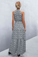 Printed Sleeveless Tie Waist Maxi Dress Bazaarbey